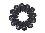 12pcs Black Artificial Leather Golf Club Head Cover Wedge Iron Putter Protective Headcovers