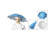 New 39cm 15.3 Sky Blue Polyester Folding Umbrella Hat with Adjustable Headband