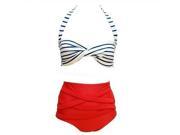1pcs Summer Sexy Rockabilly Vintage High Waist Bikini Swimsuit Swimwear Red White L