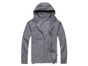 Outdoor Unisex Cycling Running Waterproof Windproof Jacket Rain Coat Light Grey XL