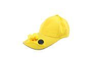 Yellow Solar Powered Air Fan Cooled Baseball Hat Camping Traveling