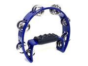 Tambourine Blue Hand Held with Double Row Metal Jingles Percussion Church Band