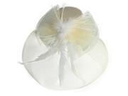 Cream Feather Mini Top Hat Organza Mesh Hair Clip Veil Fascinator