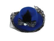 Feather Dots Bow Hair Clip Lace Blue Mini Top Hat Party Cosplay Goth