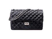 Designer Quilted Chain Faux Leather Shoulder Hand Bag Cross Body Handbag Purse Black