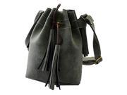 Women bag Tassel fashion bucket bag Matte leather patchwork women shoulder bag messenger bag women handbag green