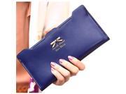 Fashion Soft Leather women wallets Bowknot Clutch bag Long PU Card Purse wallet for womens royal blue
