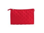 Women Zipper Closure Small Cosmetic Case Makeup Bag Red Size S