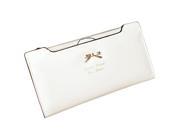 Fashion Soft Leather women wallets Bowknot Clutch bag Long PU Card Purse wallet for womens White