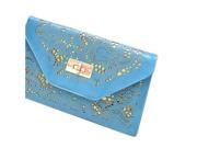 New Hot sale cutout envelope handbag vintage day clutch lock messenger bag chain bags blue