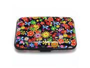 Metal Aluminum Business ID Credit Card Case Wallet Colorful flowers