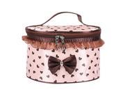 Women Cosmetic Bag Travel Makeup Make up Storage Organizer Box Beauty Case Light pink brown Heart