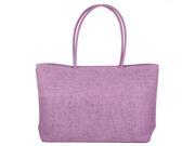 Ladies Straw Weaving Summer Beach Tote Zippered Bag Purple