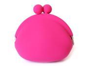 Coin Wallet Silicone Purse Pouch with metal buckle Fuchsia