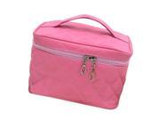 New Zipper Cosmetic Storage Make up Bag Handle Train Case Purse L pink