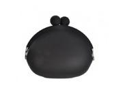 Coin Wallet Silicone Purse Pouch with metal buckle Black