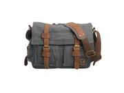 Men s Vintage Canvas Leather School Military Shoulder Bag Messenger Sling Crossbody Bag Satchel dark grey