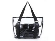 Set 2PCS Women s Handbag Tote Shoulder Bag Transparent PVC Black