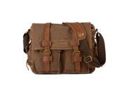 Men s Vintage Canvas Leather School Military Shoulder Bag Messenger Sling Crossbody Bag Satchel dark coffee