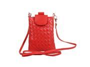 Lady Shoulder Crossbody Strap Handbag Phone Bag Leather Red