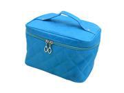 New Zipper Cosmetic Storage Make up Bag Handle Train Case Purse M blue