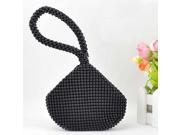 Small Soft Body Beaded Pouch Shaped evening Bag change purse Black