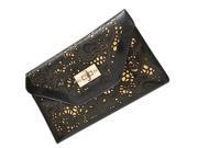 New Hot sale cutout envelope handbag vintage day clutch lock messenger bag chain bags black