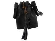 Women bag Tassel fashion bucket bag Matte leather patchwork women shoulder bag messenger bag women handbag black