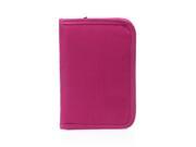 Women Multifunctional Canvas Clutch Bag Wallet Card Passport Holder Fuchsia