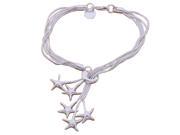 Fashion Beautiful 925 Silver plated Five Star Pendant Bracelet for Women Teen Girls Young Girls and Men Velvet Pouch