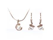 Jewelry Sets Pearl Earrings Necklace 18K Rose Gold Filled Elegant