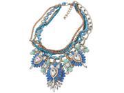 Necklaces Retro Multilayer Gem Flowers Necklace Necklaces Pendants Retro Women Fashion Jewelry blue