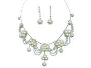 Women s Jewelry Set Bridal Wedding Pearls Flowers Tassel Crystal Rhinestone Necklace Earrings