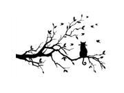 Cat On Long Tree Branch Birds Wall Decal Transfers Window-38*58cm Cat On Long Tree Branch Birds Wall Decal Transfers Window-38*58cm