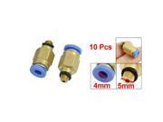 10 Pcs 5mm Male Thread 4mm Push in Joint Air Pneumatic Connector Quick Fitting