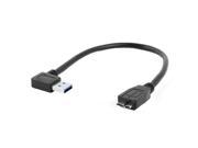Black Right Angle USB 3.0 Type A Male to Micro B Male Cable Adapter