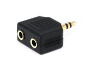 New Black GOLD Plated Jack Plug Headphone Splitter Adaptor Adapter 3.5mm