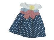 Girls Baby Kids Toddlers Cowboy Blue Polka dot Bowknot Dress Clothes 2T