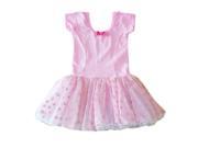 Polka Dots Flower Girls Leotard Ballet Tutu Skate Dance Birthday Party Skirt Dress Pink 100cm