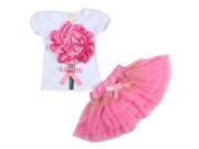Baby girls suit set 100% Cotton Flowers Vest Tutu Skirt 2 pieces set Pink 110 CM.