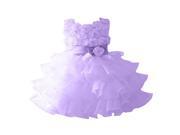 Ball Gown Short Mini Scoop Bowknot Wedding Flower Girl Formal Occasion Dress Purple 100cm