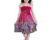 New summer girls dresses Fashion Knee length beach dresses for girls sleeveless bohemian children dresses girls 120cm Red