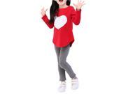 3Pcs Set= 1pc hair band 1pc shirts 1pc pants Children s Clothing set Girls Clothes suits Heart Design Red 100cm