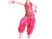 Child belly dance set dance clothes dance india performance wear 4pcs Top Pant Belt Bracelet S rose