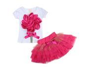 Baby girls suit set 100% Cotton Flowers Vest Tutu Skirt 2 pieces set Rose Red 100 CM.