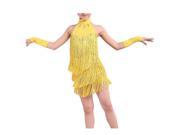 Latin Dance Dress Girls 100cm Latin Fringe Dress Ballroom Dance Costume Dancing Clothing yellow