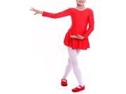 Girl Ballet Dress professional Ballet TuTu classical Dance Wear Performance Latin Dance Leotard Long sleeve New red L
