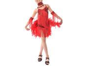 New Children Kids Sequin Feather Fringe Stage Performance Competition Ballroom Dance Costume Latin Dance Dress For Girls Red L