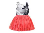 Baby girl striped dress kids lace summer style dresses children bowknot sleeveless clothing red 80cm
