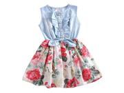 Kid Girls Jean Denim Skirts Bow Flower Ruffled Dress Sundress Clothing Costume White bottom 3 4Y